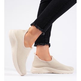 Scarpe sportive in tessuto beige 2