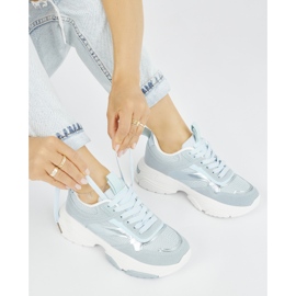 Scarpe sportive da donna blu con suola spessa 1