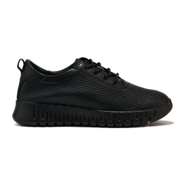 Scarpe in pelle nera traforata di Sergio Leone nero 1