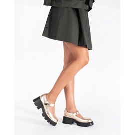 Scarpe con zeppa da donna color oro d'oro 2