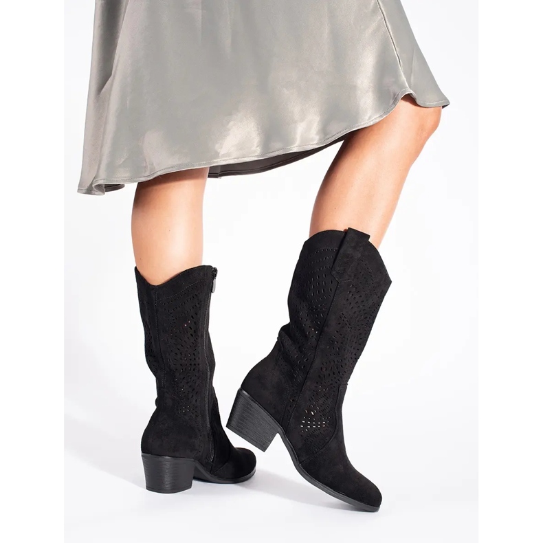 Seastar Stivali da cowboy traforati neri da donna nero 1