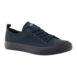 Scarpe da donna allacciate sneakers American Club LH08 blu navy 1