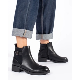 Stivaletti Chelsea neri da donna con tacco basso nero 1