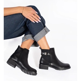 Stivaletti Chelsea neri da donna con tacco basso nero 2