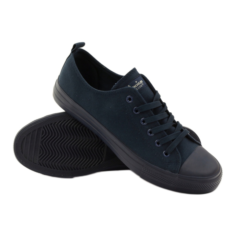 Scarpe da donna allacciate sneakers American Club LH08 blu navy 3
