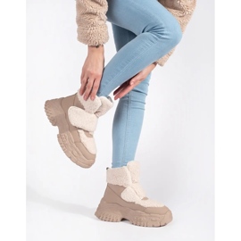 Seastar Doposci beige con plateau e pelliccia in shearling 1