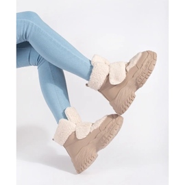 Seastar Doposci beige con plateau e pelliccia in shearling 2