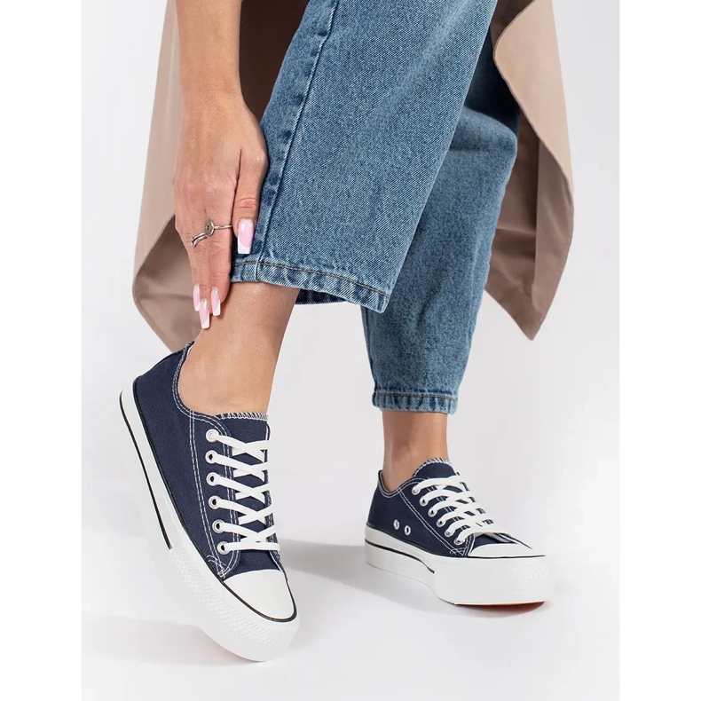 Seastar Classiche sneakers stringate da donna blu navy con plateau 1