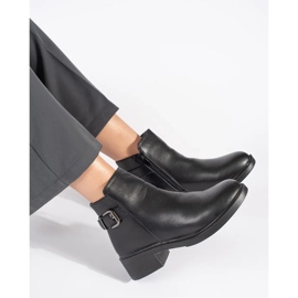 Stivaletti neri da donna con tacco basso e fibbia decorativa nero 1