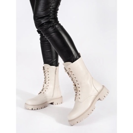 Seastar Stivali da lavoro da donna beige chiaro con spille 1