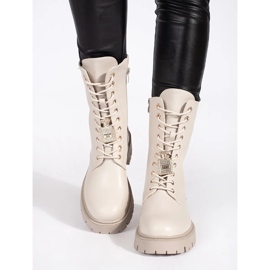 Seastar Stivali da lavoro da donna beige chiaro con spille 2