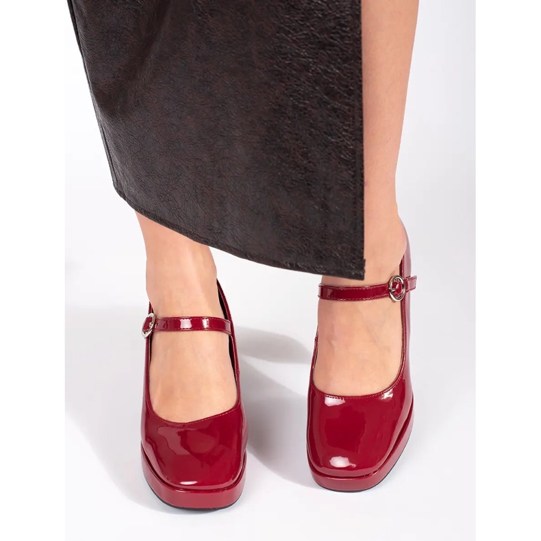 Seastar Scarpe da donna con tacco alto in vernice rossa e fibbia rosso 2