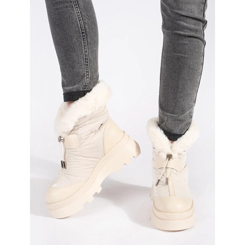 Seastar Doposci da donna beige con pelliccia sulla piattaforma 1