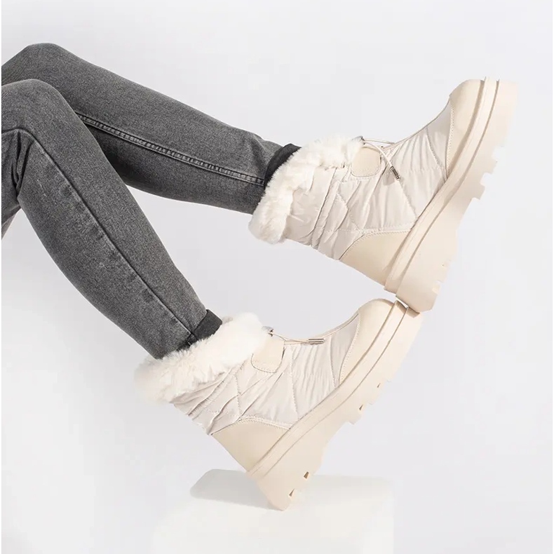 Seastar Doposci da donna beige con pelliccia sulla piattaforma 2