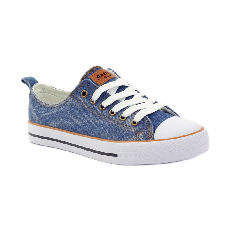 American Club DK jeans Sneakers americane bianco marrone blu 1