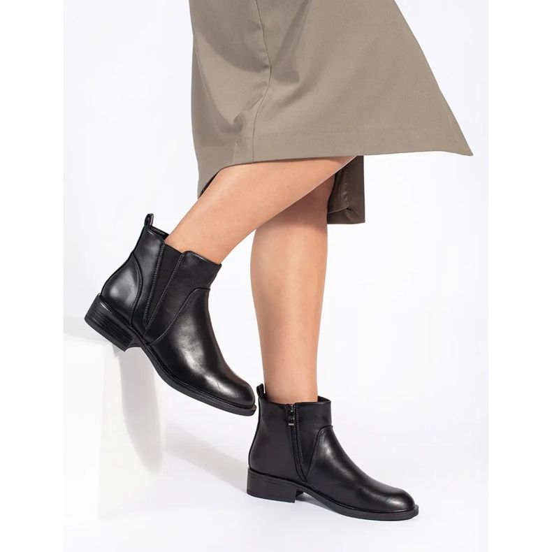 Stivaletti Chelsea neri da donna con tacco basso nero 1