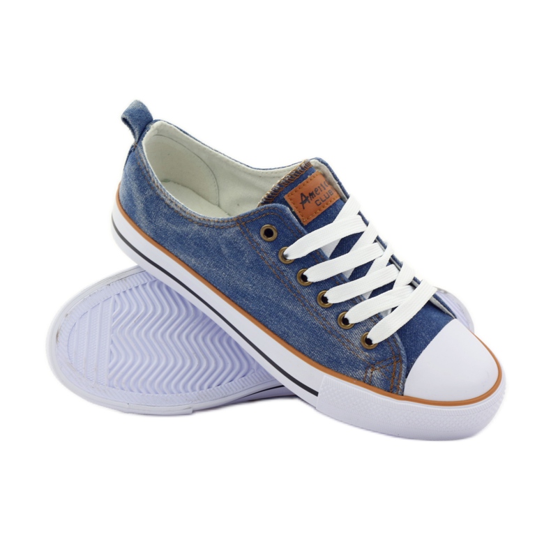 American Club DK jeans Sneakers americane bianco marrone blu 3