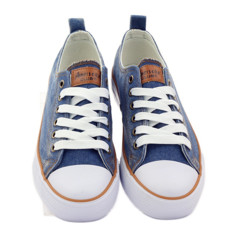American Club DK jeans Sneakers americane bianca marrone blu 4
