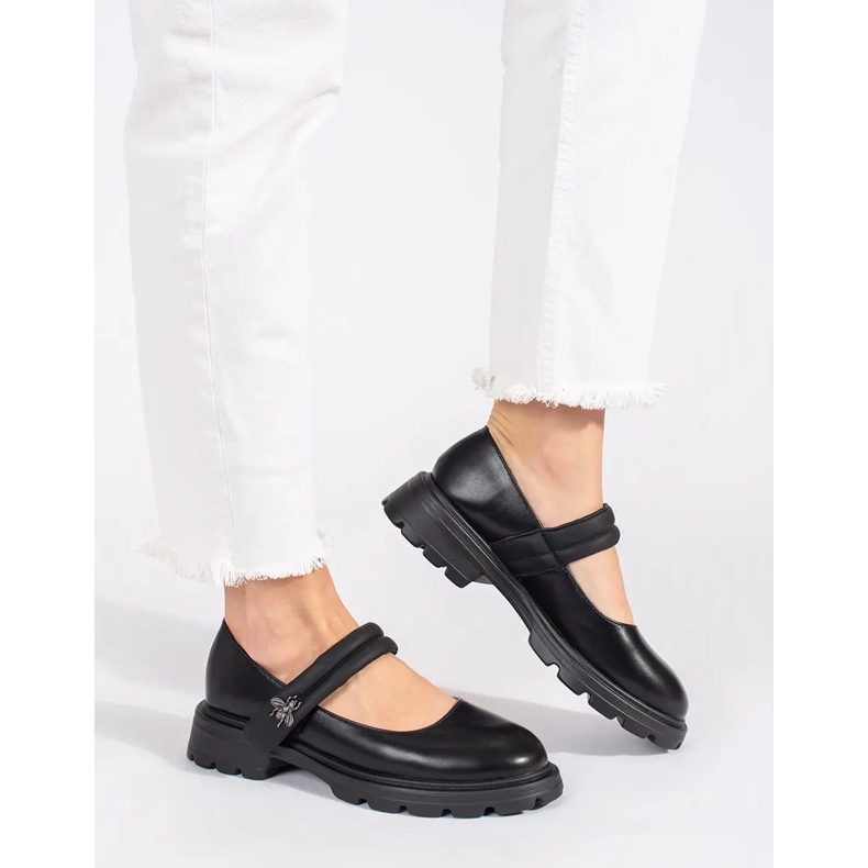 Goodin Scarpe nere da donna con suola piatta e applicazione metallica nero 1