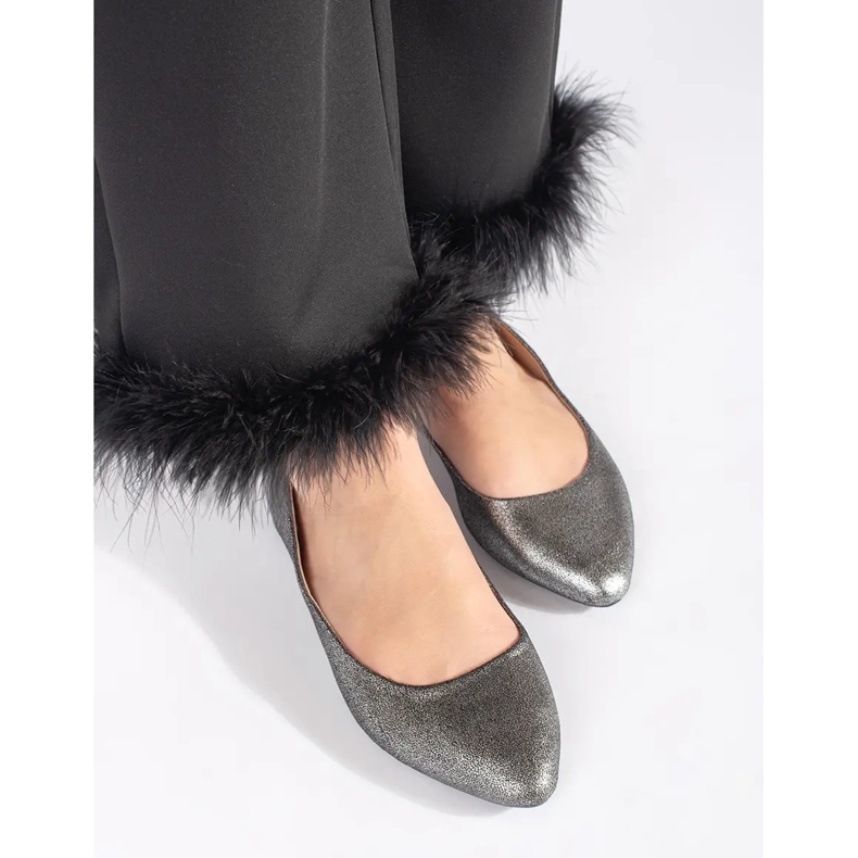 Ballerine da donna in glitter grigio 2