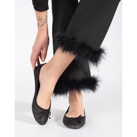 Ballerine da donna nere lucide con fiocco nero 2