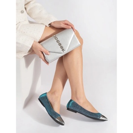 Ballerine blu lucide con punta argentata 1