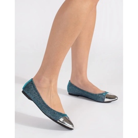 Ballerine blu lucide con punta argentata 2