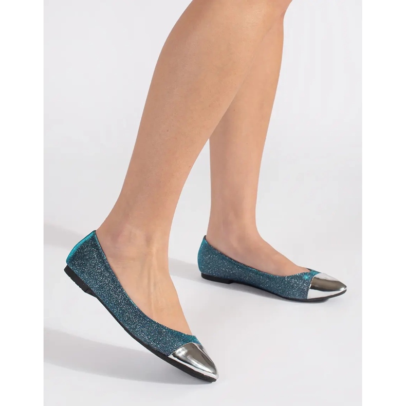 Ballerine blu lucide con punta argentata 2