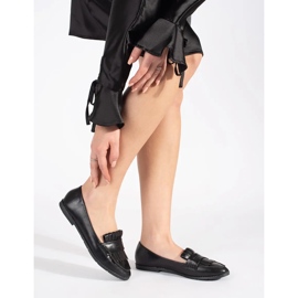 Mocassini da donna neri decorati con frange nero 2