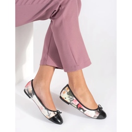 Ballerine da donna floreali con fiocco nero 1