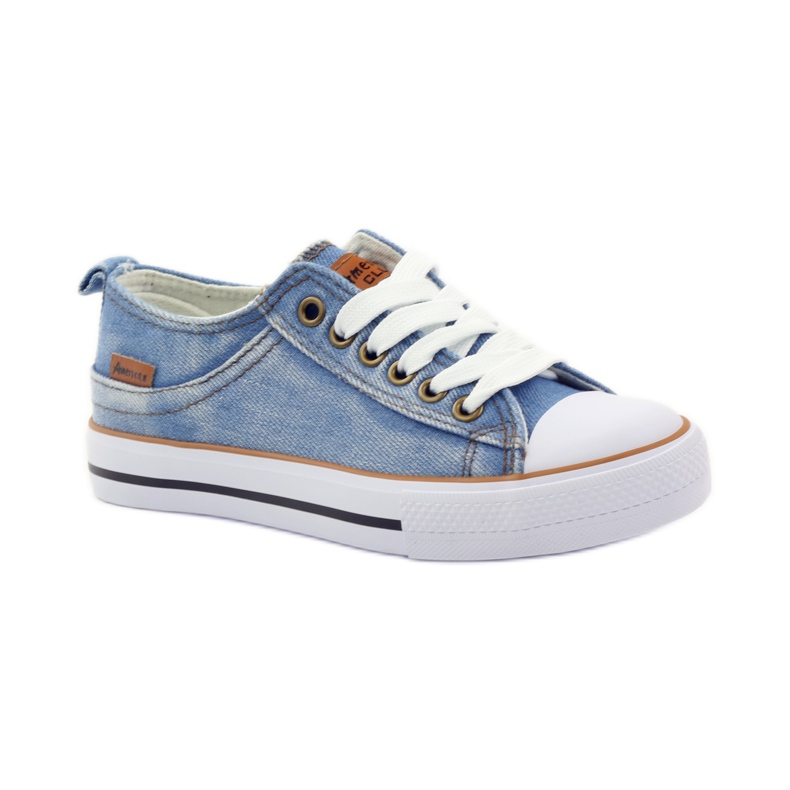 American Club Sneaker americane in jeans blu marrone 1