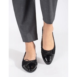 Ballerine nere glitterate con fiocco nero 1