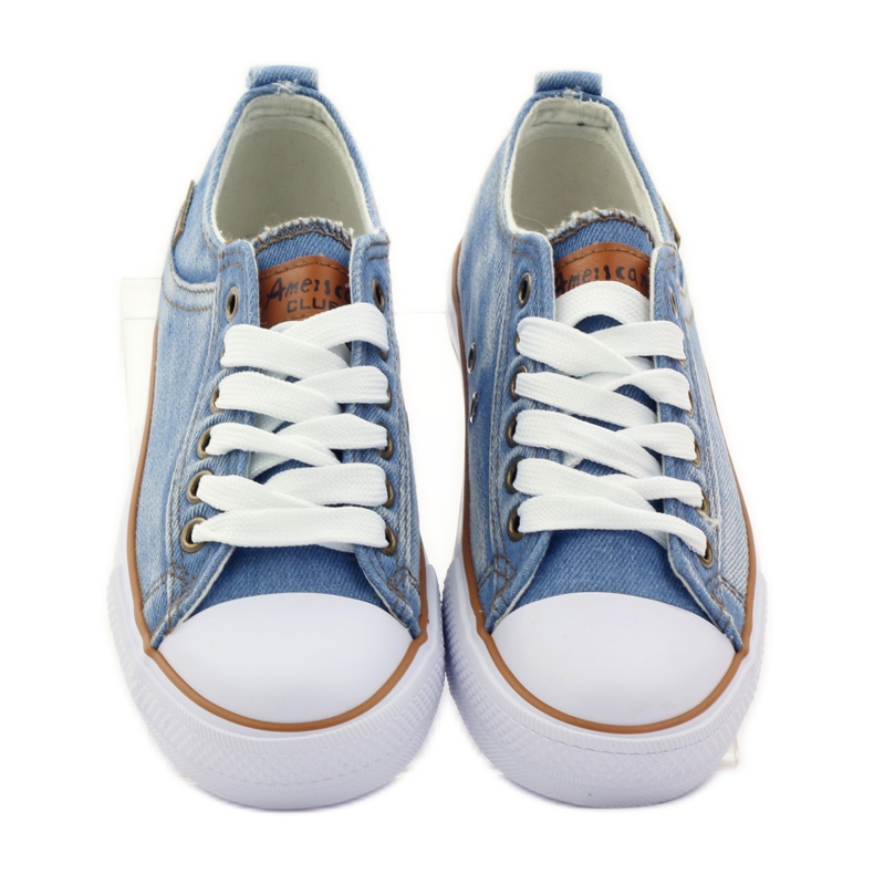American Club Sneaker americane in jeans blu marrone 4