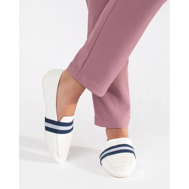 Ballerine bianche con strisce decorative bianca 1