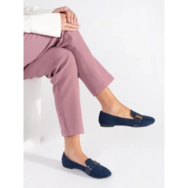 Ballerine in camoscio blu navy con fibbia 1