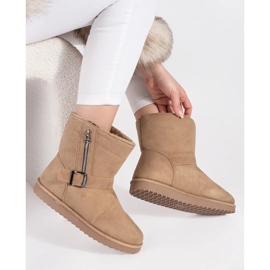 Doposci da donna beige chiaro con fibbia decorativa e cerniera 1