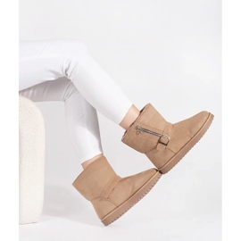Doposci da donna beige chiaro con fibbia decorativa e cerniera 2
