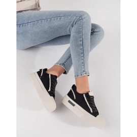 Sneakers con plateau in bianco e nero 2