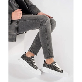 Sneaker nere sulla piattaforma con decorazioni nero 2