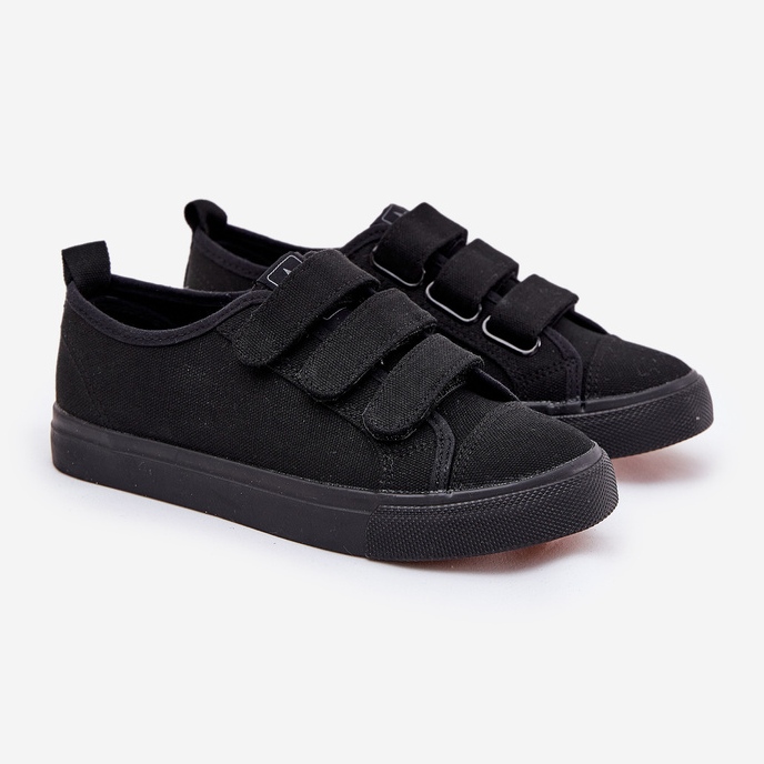 Gioventù sneaker in velcro basso nero 1