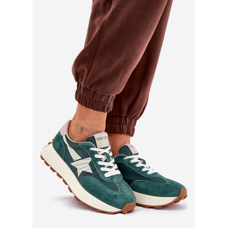 Scarpe sportive in pelle scamosciata femminile sulla piattaforma Vinceza 66720 Green verde 1