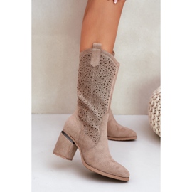 S.Barski Stivali aperti a mezza scala Cowboy S. Barski Hy51-238 beige 2