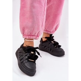 Sneaker in pelle ecologica sulla piattaforma nera nero 1