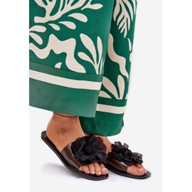 Infradito da donna piatta trasparente con nero artificiale nero 1