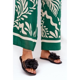 Infradito da donna piatta trasparente con nero artificiale nero 2