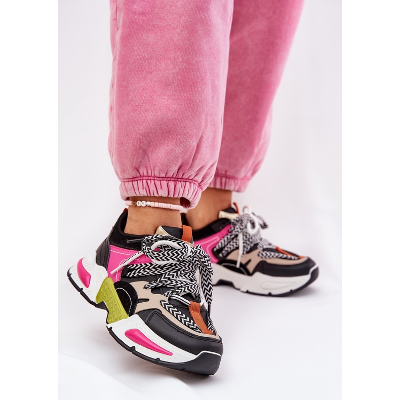 Scarpe sportive da donna con scarpe da ginnastica con doppio allacciatura nero 2