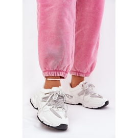 Scarpe sportive da donna con sneaker con doppio allacciatura bianca 2