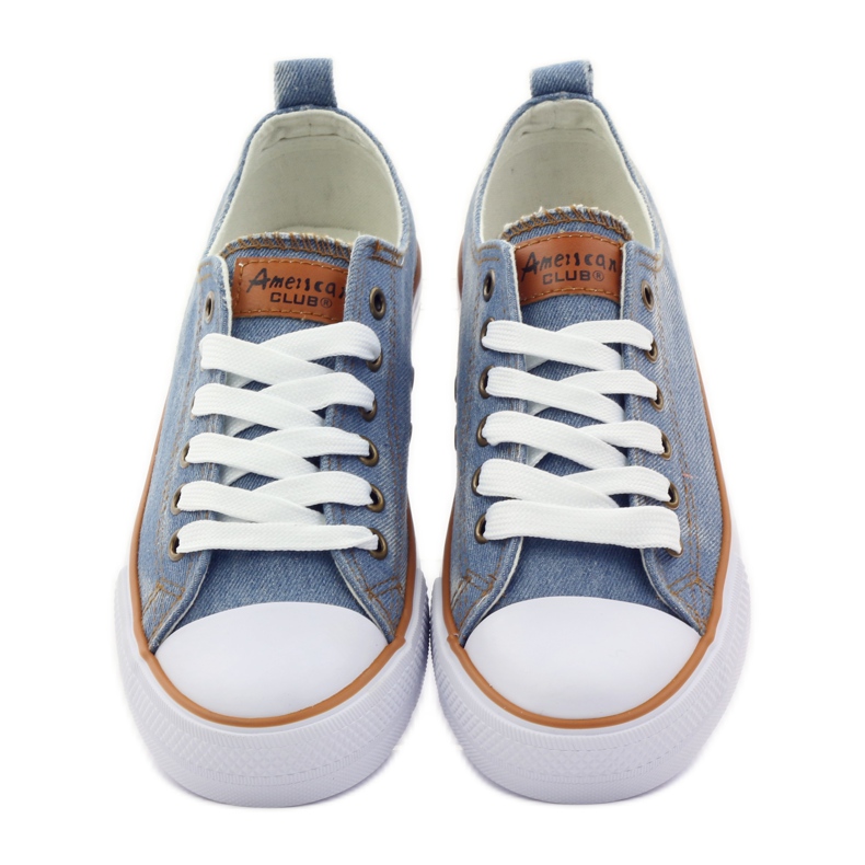 American Club Sneaker americane in jeans blu marrone 5