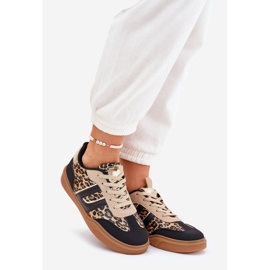 Sneaker femminili con leopardo in pelle eco in pelle nera nero 1