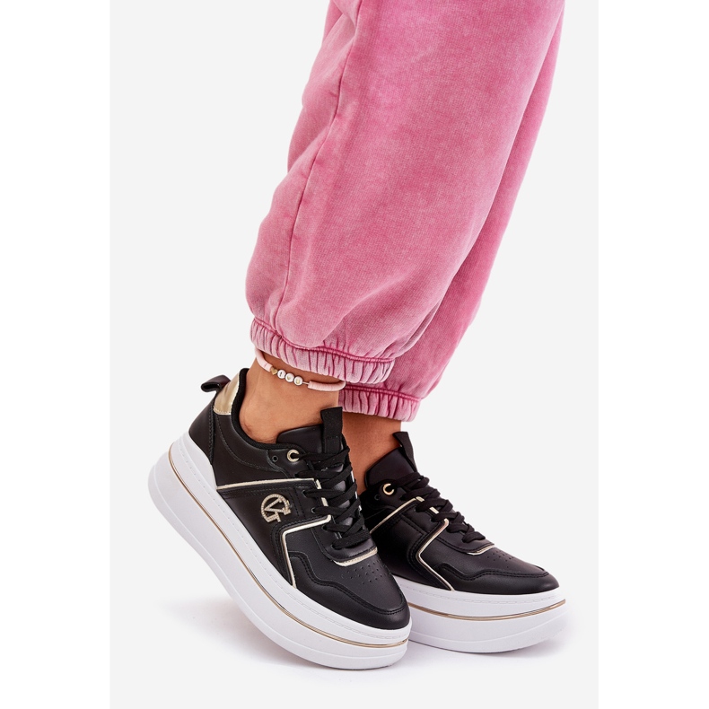 Scarpe sportive femminili sulla piattaforma nera nero 1